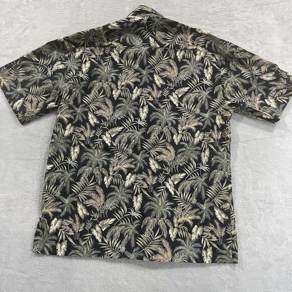 Pierre Cardin Vintage Cotton Hawaiian Shirt Men's Large Short Sleeve Black - Picture 3 of 6
